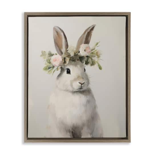 Michaels, Stupell Industries White Bunny Floral Crown Floating Frame Wall Art – Category: Easter Wall Decor